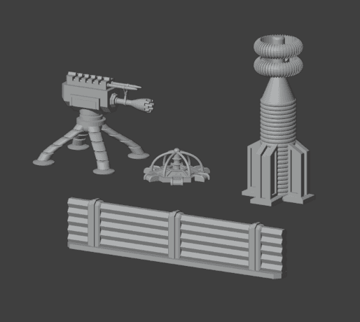 Gaslands High Tech Obstacle Set STL Files – 3D Printable Sci-Fi Terrain for 1:64 Scale Car Combat Games