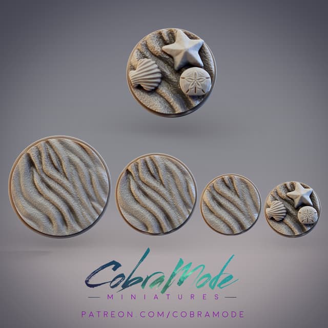 Sandy Base with Scallop, Starfish, Sand Dollar Decorations (4 Sizes)