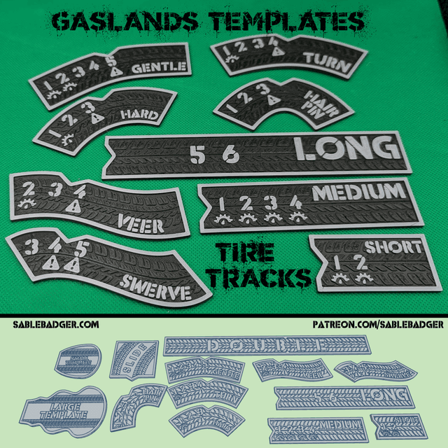 Gaslands - Deluxe Templates - Tire Tracks Theme