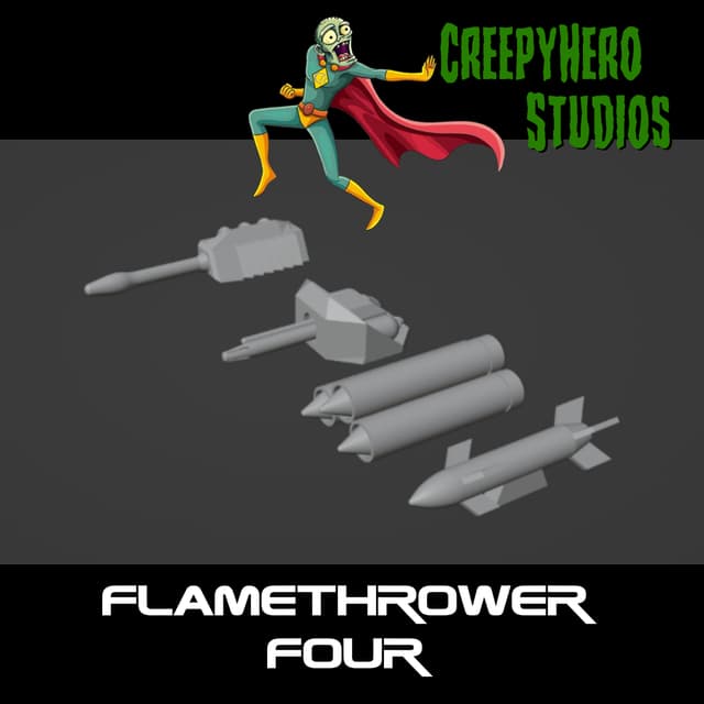 Gaslands Flamethrower Four Set