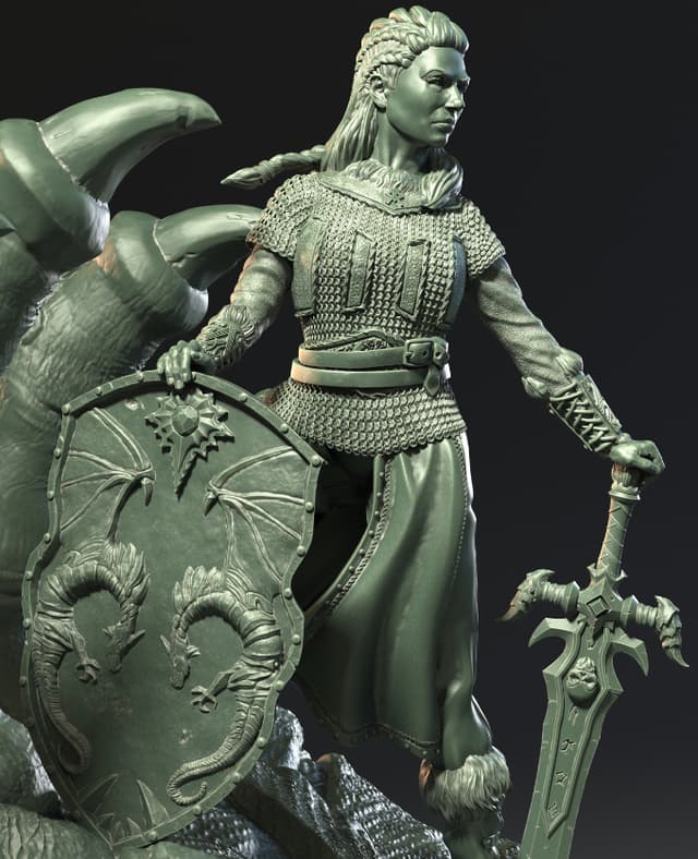 Shield Maiden: Viking Female Warrior Fantasy Version 75mm/32mm