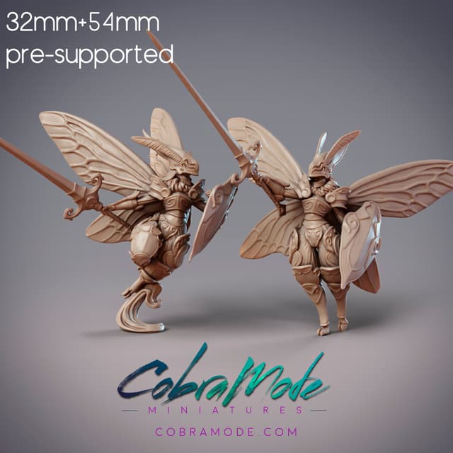 Mothfolk Knight - Neria, Noctuoidea Decertator - 2 Poses (Pre-Supported)