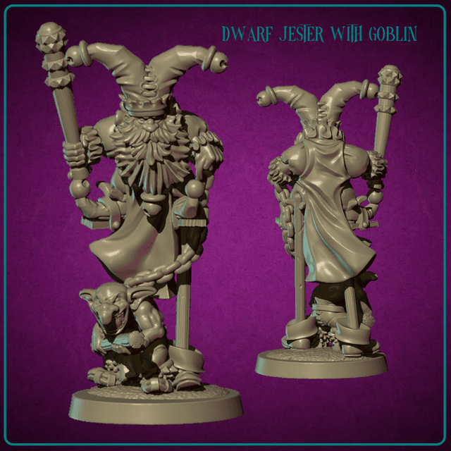 Dwarf Jester with Goblin
