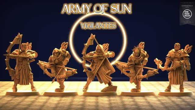 Army of Sun - Vigilantes ( 5 miniatures and 5 Heads) OPR Compatible