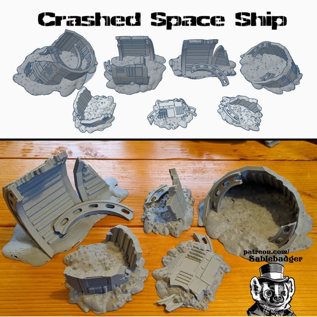 Sci Fi Terrain - Crashed Spaceship Ruins