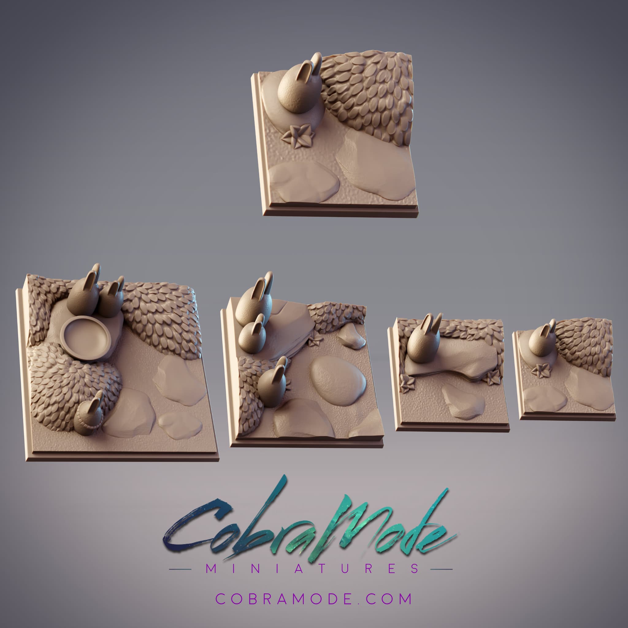 Bunny Statues Square Base Pack (4pcs)