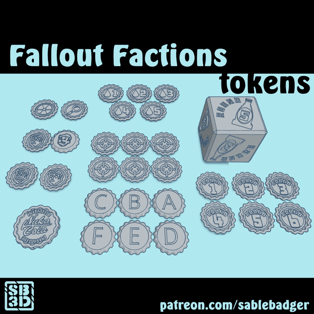 Fallout Factions - Bottle Cap Tokens