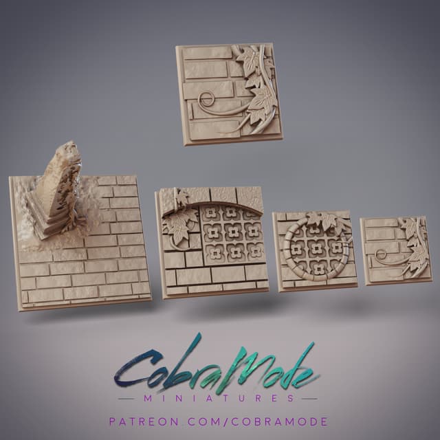 Ancient Ruin Monastery Square Base Pack (4pcs)