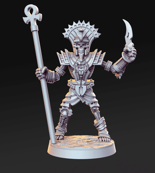 Mummy with dagger and staff of life