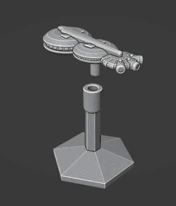 Science Fiction Saucer Corvette Spaceship and Flight Stand