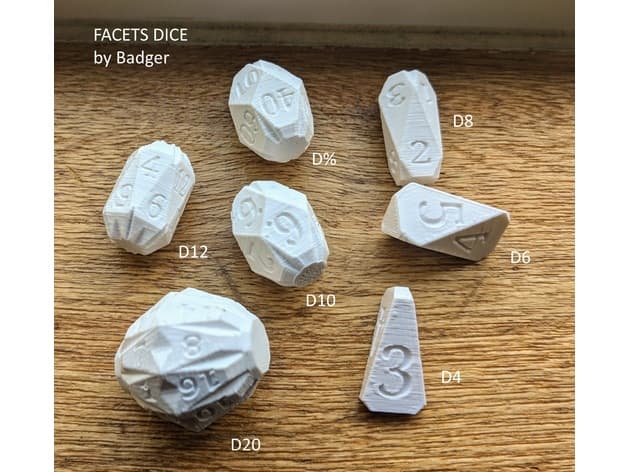Facets Dice - Full set of custom RPG dice