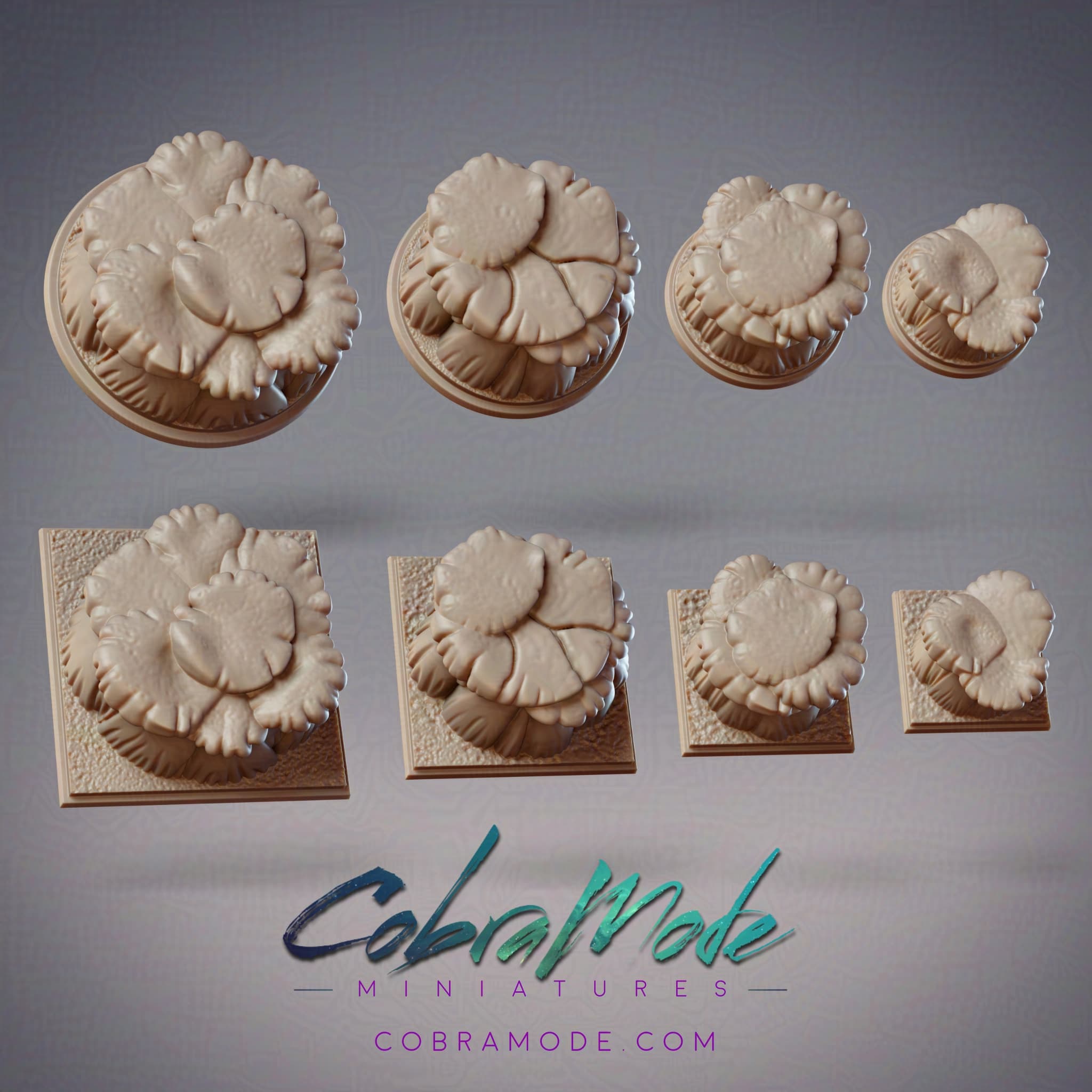 Mushroom Cluster Base Pack (8pcs) - Round and Square Versions