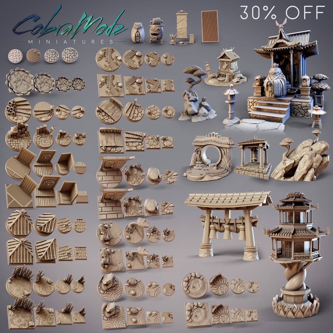105pc Japanese Bases, Decoration Bits, Scatter, and Terrain Pack