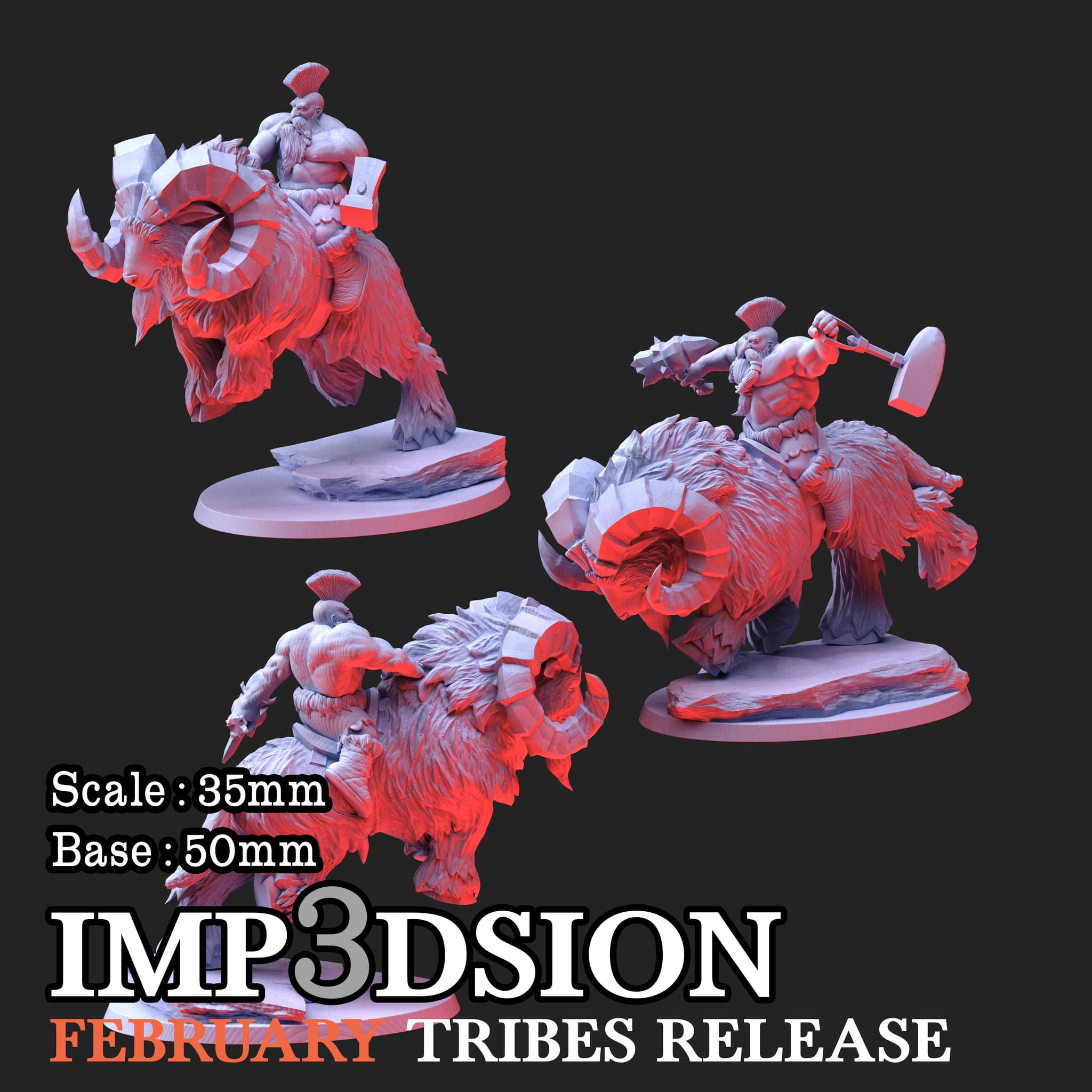 dwarfs riders, goat mounts, 3 miniature pack