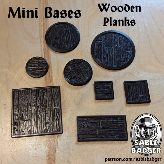 Mini Bases - Wooden Planks - Square and Round many sizes