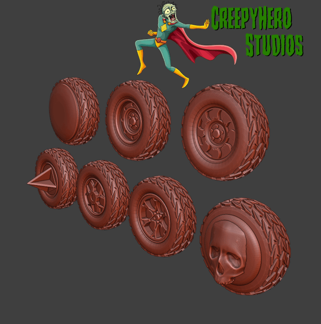 Gaslands Post Apocalyptic Wheel Set