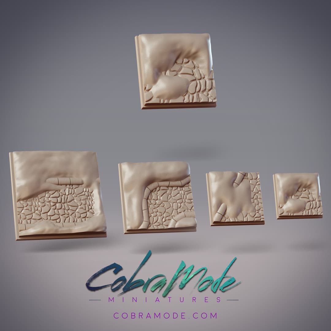 Snowy Cobblestones Square Base Pack (4pcs)