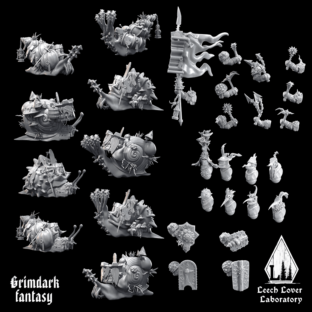 Snail knights modular ultimate set for miniature-agnostic grimdark wargames