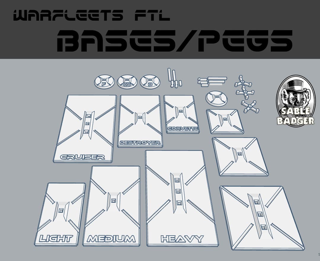 Bases and Pegs for Warfleet FTL Ships by Sablebadger