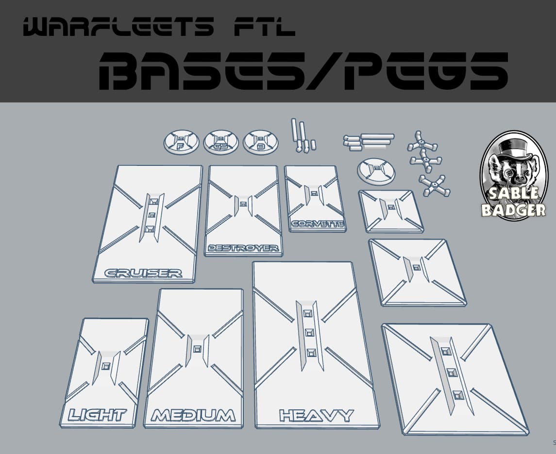 Bases and Pegs for Warfleet FTL Ships by Sablebadger
