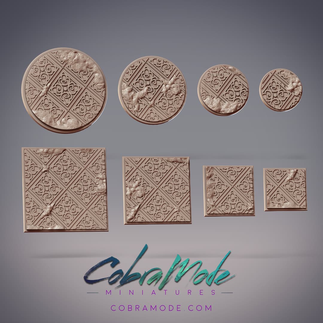 Ornate Tile Base Pack (8pcs) - Round and Square Versions