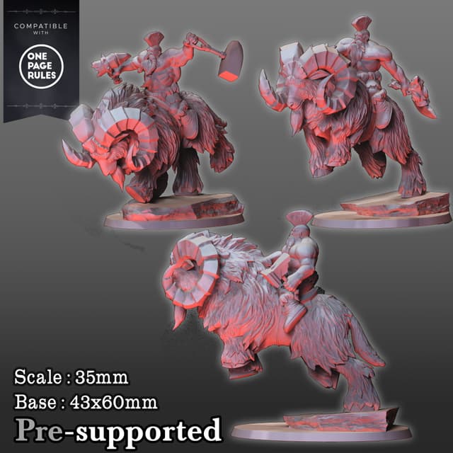 Goat riders, 3 miniatures