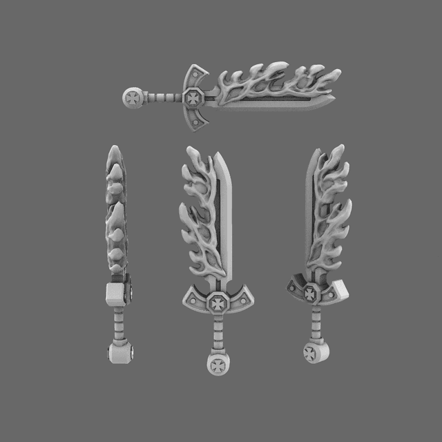 Crusader Knights Flaming Sword  NOHAND