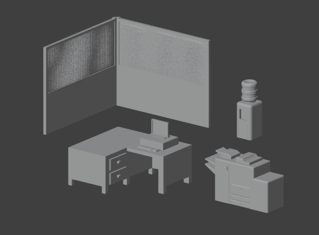 Modern 28mm Scale Cubicle Furniture STL Files – Office Terrain for Tabletop RPGs and Dioramas