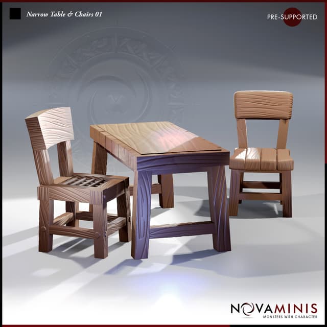 Narrow Table and Chairs 01