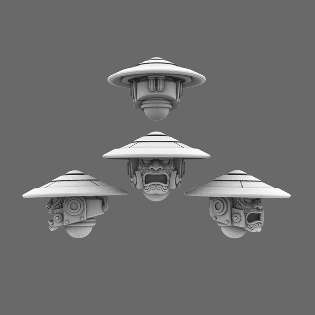 Cyber Samurai V10K Skull & Oni Jingasa Helmets