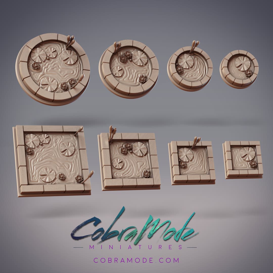 Enclosed Pond Base Pack (8pcs) - Round and Square Versions