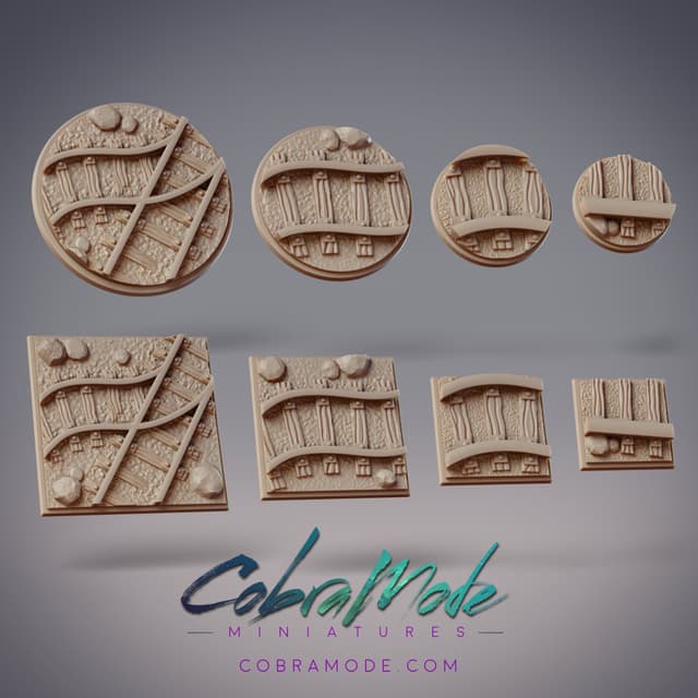 Railroad Cart Base Pack (8pcs) - Round and Square Versions