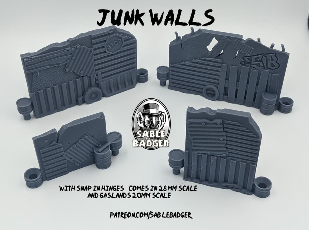 Post Apocalypse 28mm Junk walls Modular and Connectable