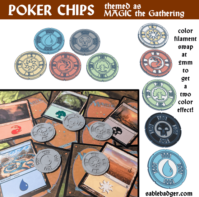 Poker Chips - Magic the Gathering themed