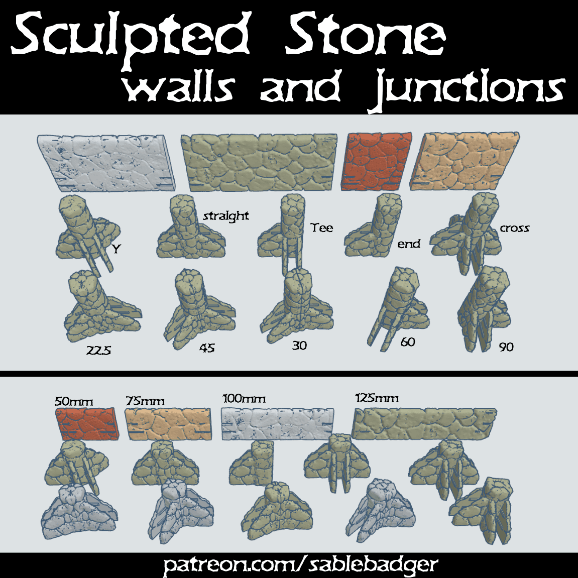 Walls and Junctions - Sculpted Stone Walls