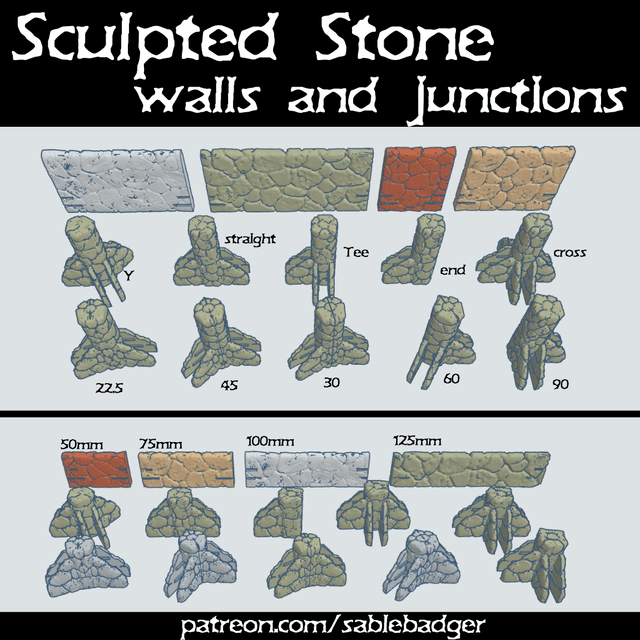 Walls and Junctions - Sculpted Stone Walls