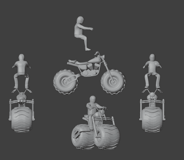 Gaslands Wide Wheel Bike and Biker