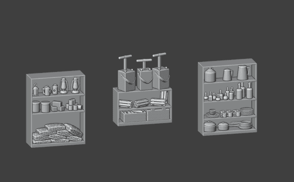 Wild West 28mm Scale General Store Shelves STL | 3D Printable Western Terrain for Miniature Tabletop Games