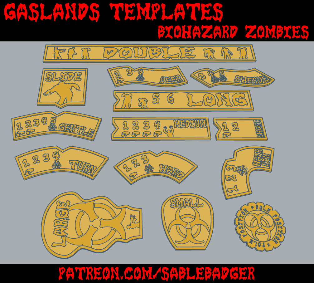 Gaslands - Deluxe Templates - Zombie Biohazard theme