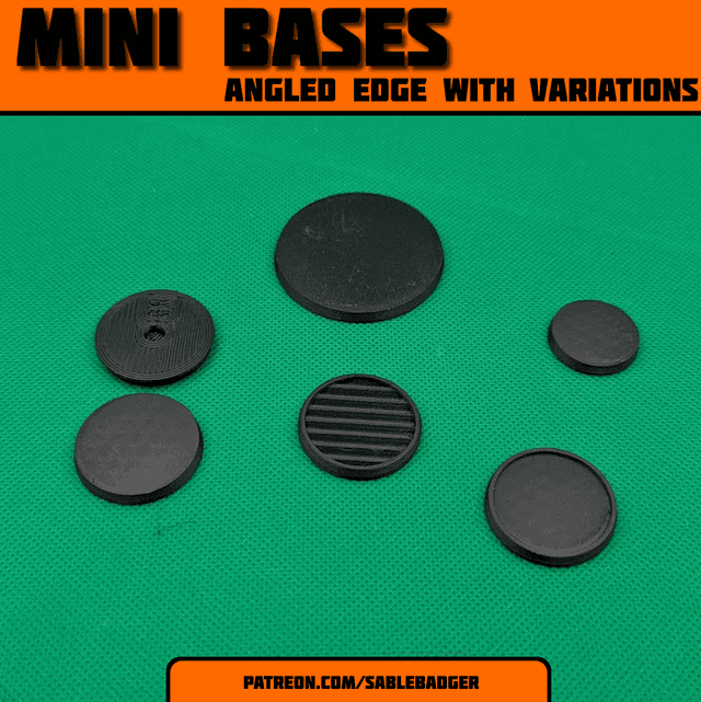 Blank Mini Bases - Angled Edge - Multiple Sizes/Options