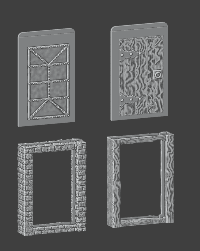 Fantasy Drop Doors and Frames STL | 3D Printable Modular Terrain for Tabletop Roleplaying and Wargames