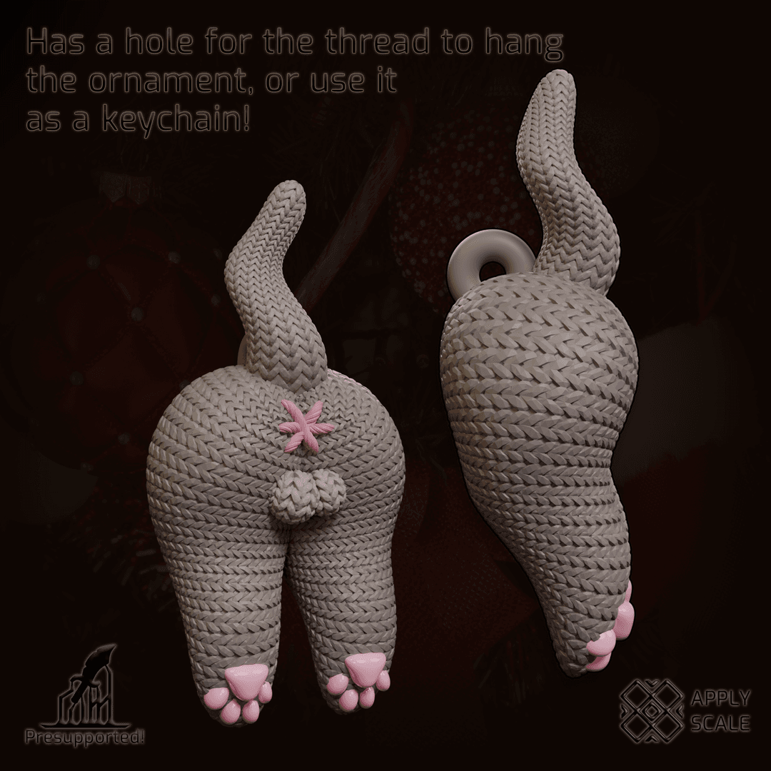Knitted Cat, Corgi dog, Shiba Inu butt Christmas Tree Ornaments, keychains