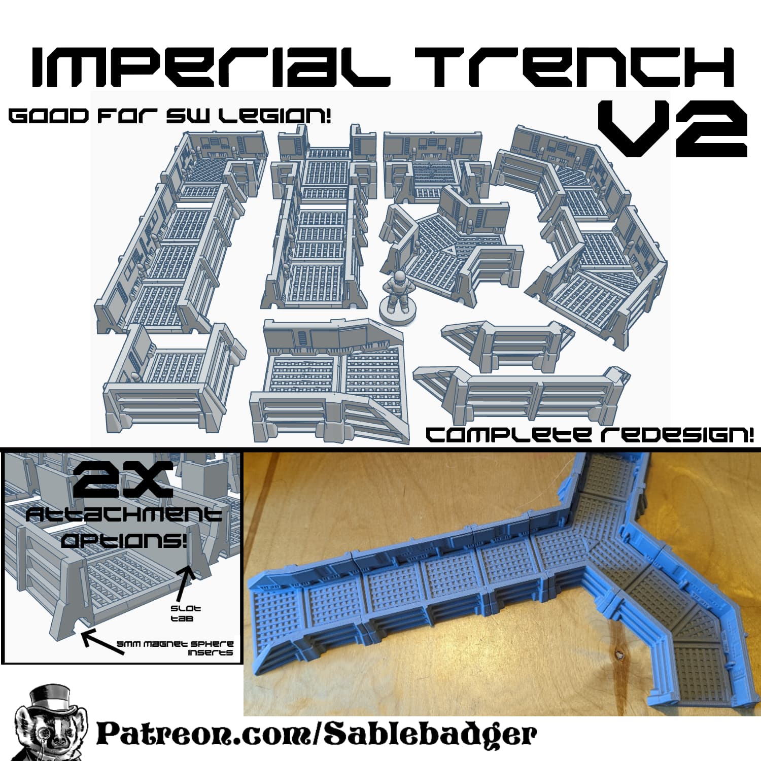 Sci Fi - Imperial Trench modular with magnet options!