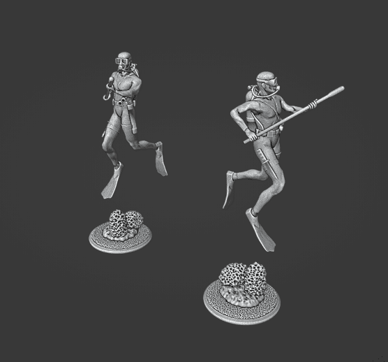 Modern Scuba Diver with Bang Stick Miniature and Base