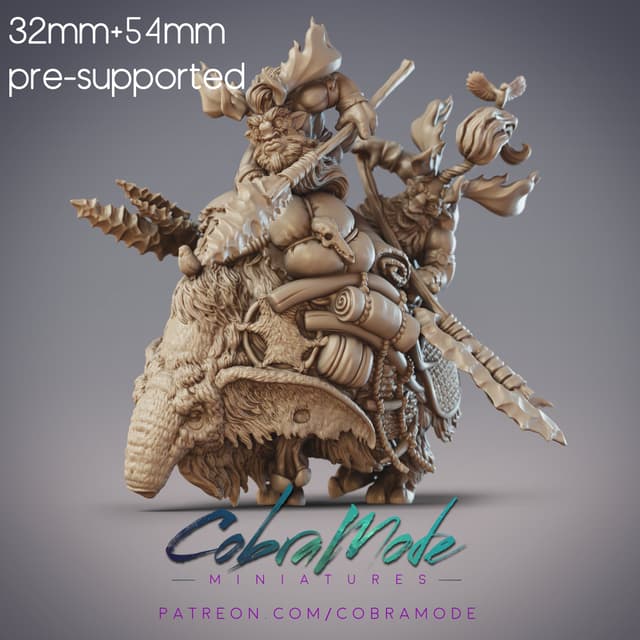 Qorchi & Sube, Ariche Reindeer Beast Riders and Beast (Pre-Supported)