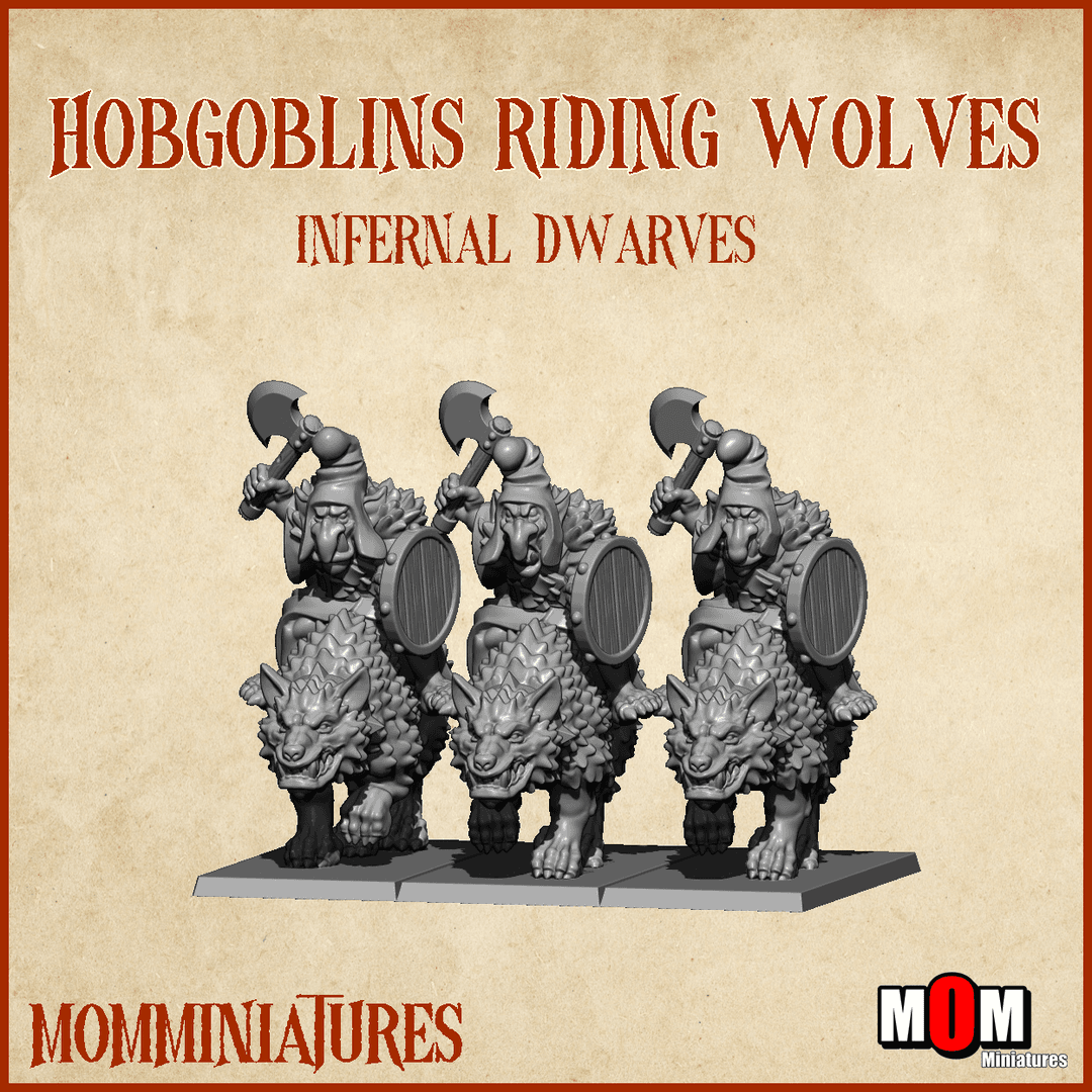 Hobgoblins riding wolves (Old Infernal Dwarves)