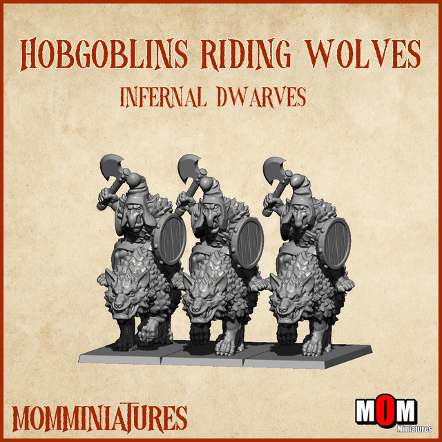 Hobgoblins riding wolves (Old Infernal Dwarves)