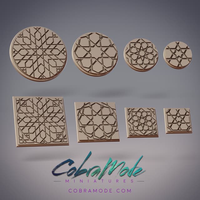Girih Tile Base Pack (8pcs) - Round and Square Versions