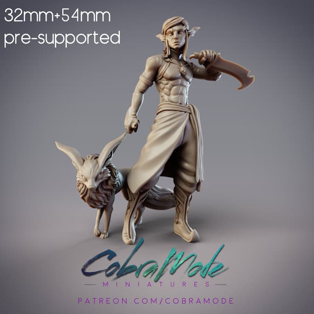 Jannah, Mazigh Desert Elf Tracker and Fox (Pre-Supported)