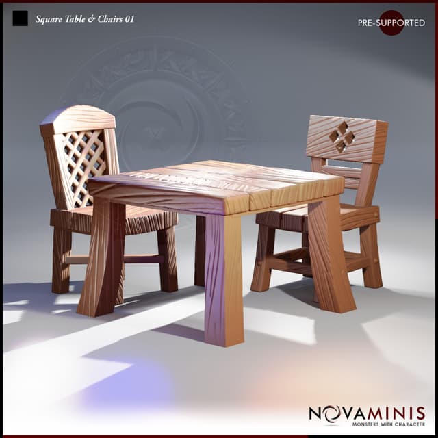Square Table & Chairs 01